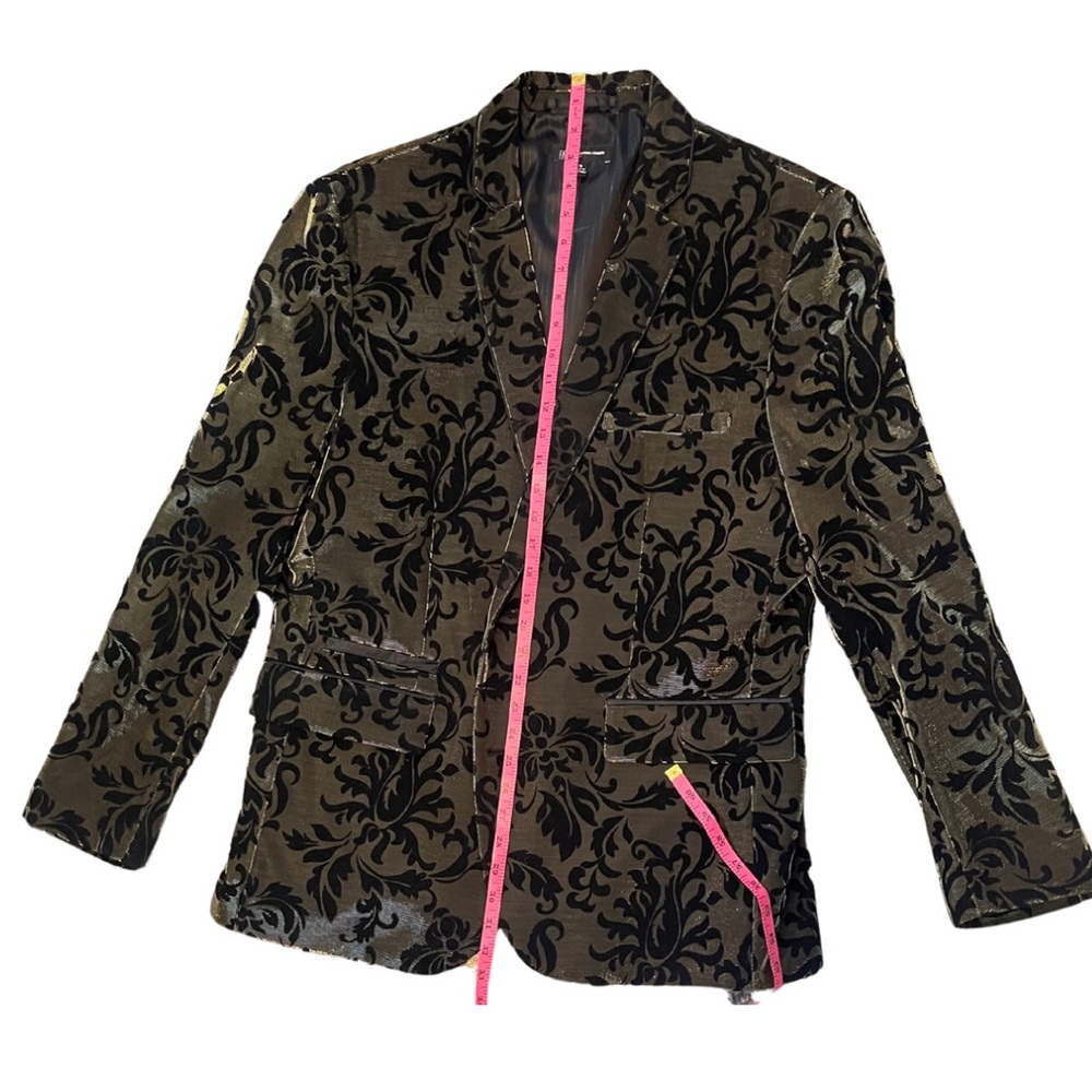 NWOT INC Concepts Men’s Black Velvet and Metallic Gold Blazer - size XL - Picture 5 of 8